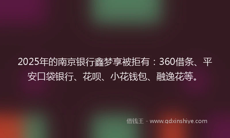 2025年的南京银行鑫梦享被拒有：360借条、平安口袋银行、花呗、小花钱包、融逸花等。