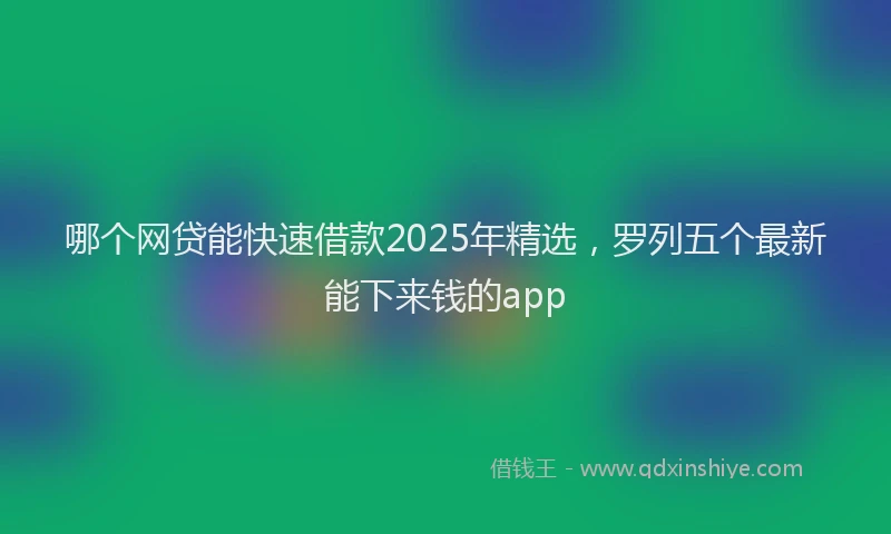 哪个网贷能快速借款2025年精选，罗列五个最新能下来钱的app
