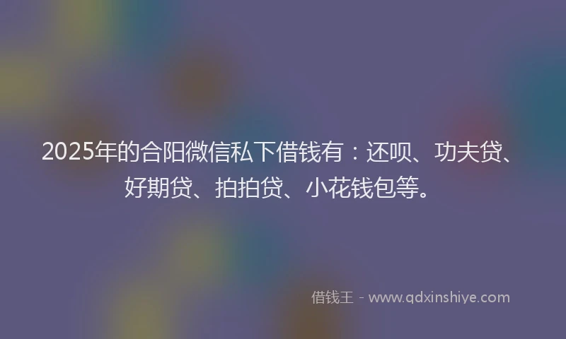 2025年的合阳微信私下借钱有：还呗、功夫贷、好期贷、拍拍贷、小花钱包等。