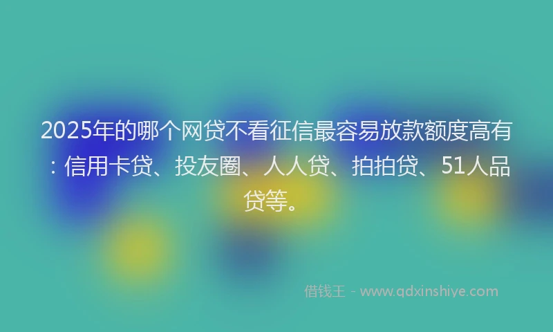 2025年的哪个网贷不看征信最容易放款额度高有：信用卡贷、投友圈、人人贷、拍拍贷、51人品贷等。