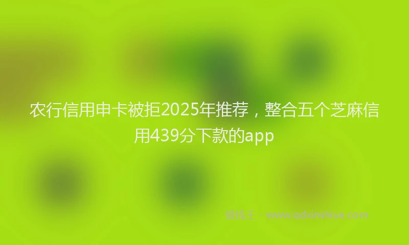 农行信用申卡被拒2025年推荐，整合五个芝麻信用439分下款的app
