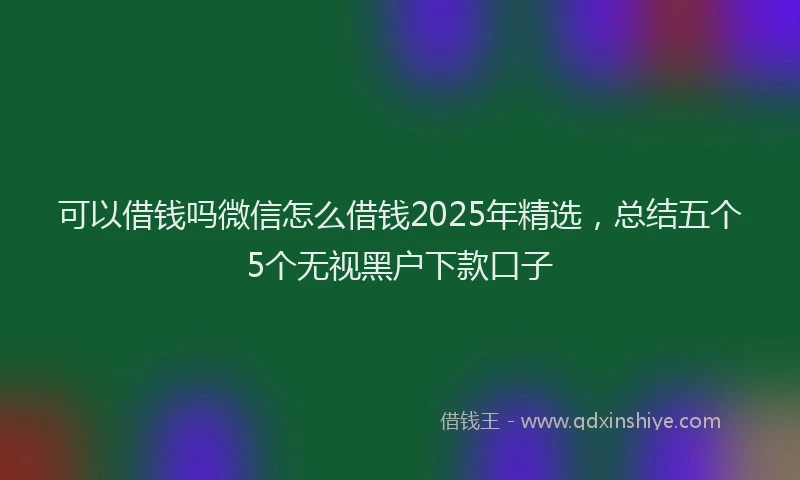 可以借钱吗微信怎么借钱2025年精选，总结五个5个无视黑户下款口子