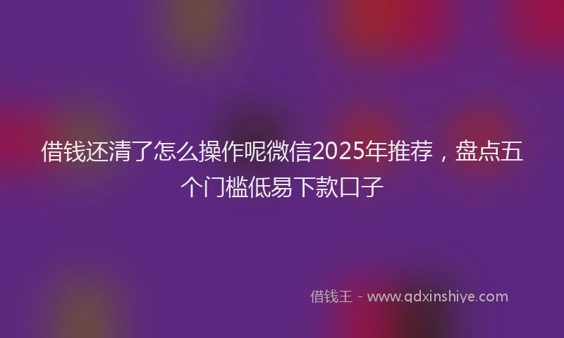 借钱还清了怎么操作呢微信2025年推荐，盘点五个门槛低易下款口子