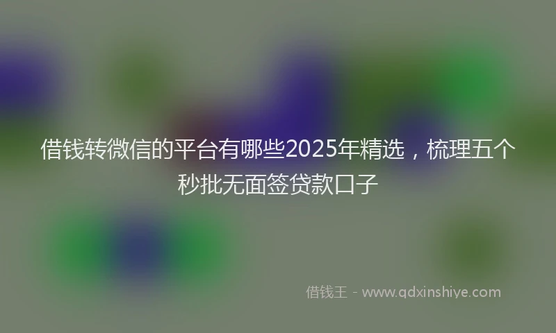 借钱转微信的平台有哪些2025年精选，梳理五个秒批无面签贷款口子