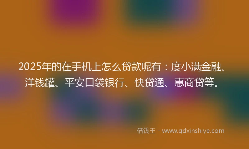 2025年的在手机上怎么贷款呢有：度小满金融、洋钱罐、平安口袋银行、快贷通、惠商贷等。