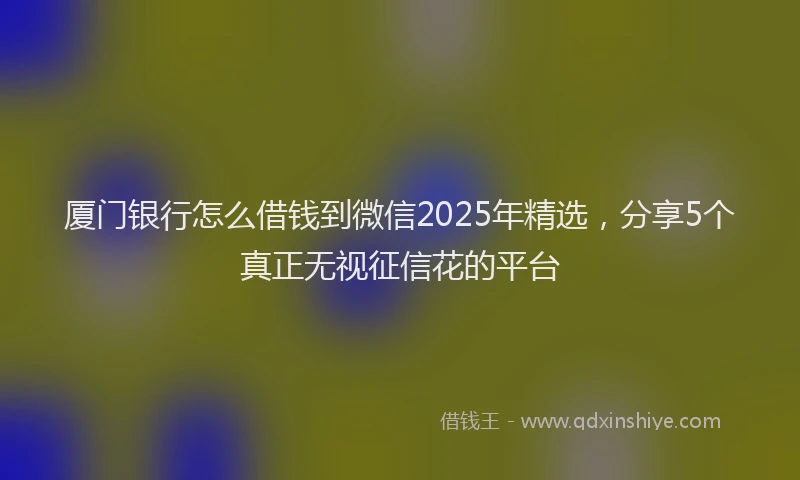 厦门银行怎么借钱到微信2025年精选，分享5个真正无视征信花的平台