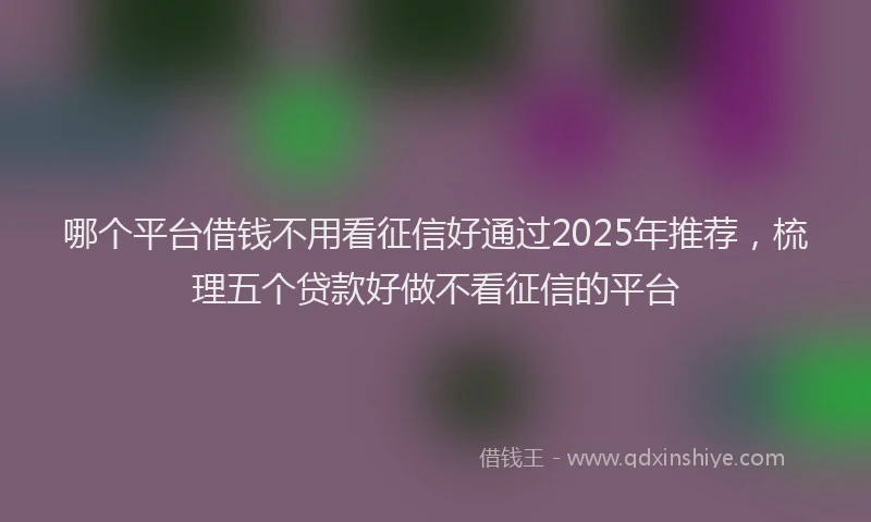 哪个平台借钱不用看征信好通过2025年推荐，梳理五个贷款好做不看征信的平台