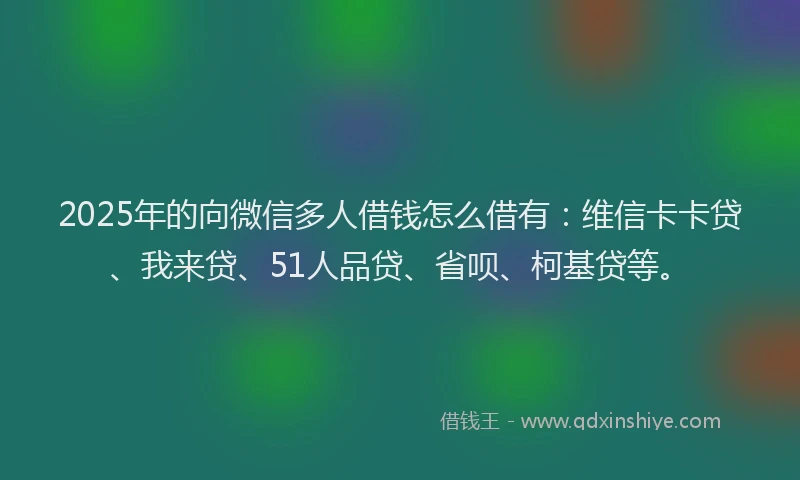 2025年的向微信多人借钱怎么借有：维信卡卡贷、我来贷、51人品贷、省呗、柯基贷等。