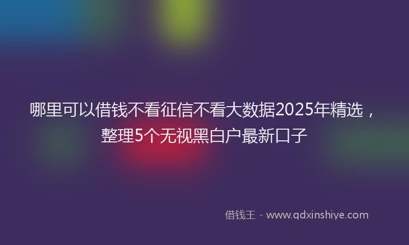 哪里可以借钱不看征信不看大数据2025年精选，整理5个无视黑白户最新口子