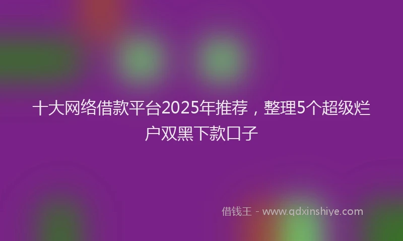 十大网络借款平台2025年推荐，整理5个超级烂户双黑下款口子
