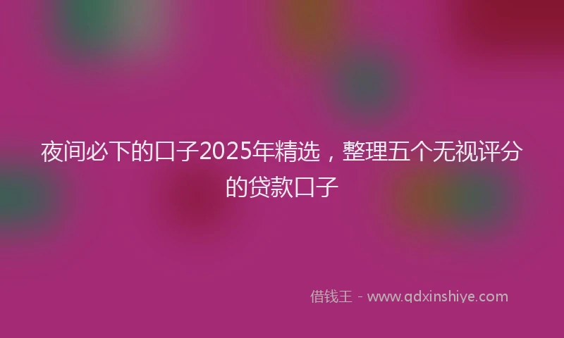 夜间必下的口子2025年精选，整理五个无视评分的贷款口子