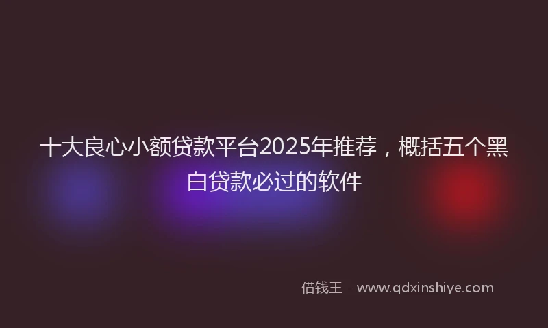 十大良心小额贷款平台2025年推荐，概括五个黑白贷款必过的软件