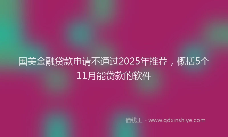 国美金融贷款申请不通过2025年推荐，概括5个11月能贷款的软件