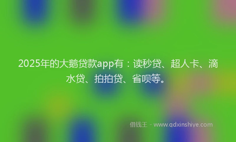 2025年的大鹅贷款app有：读秒贷、超人卡、滴水贷、拍拍贷、省呗等。