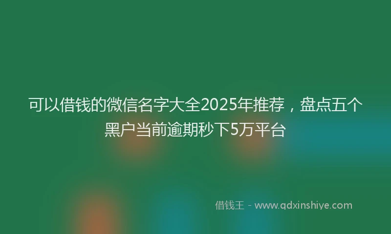 可以借钱的微信名字大全2025年推荐，盘点五个黑户当前逾期秒下5万平台