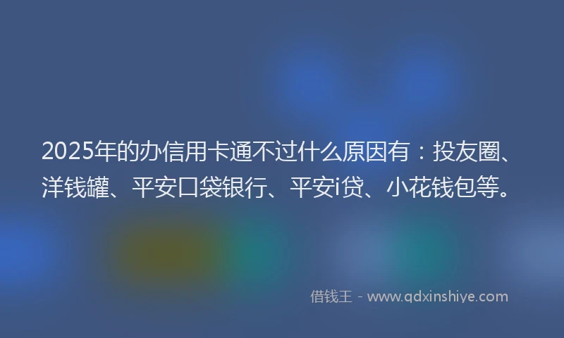 2025年的办信用卡通不过什么原因有：投友圈、洋钱罐、平安口袋银行、平安i贷、小花钱包等。