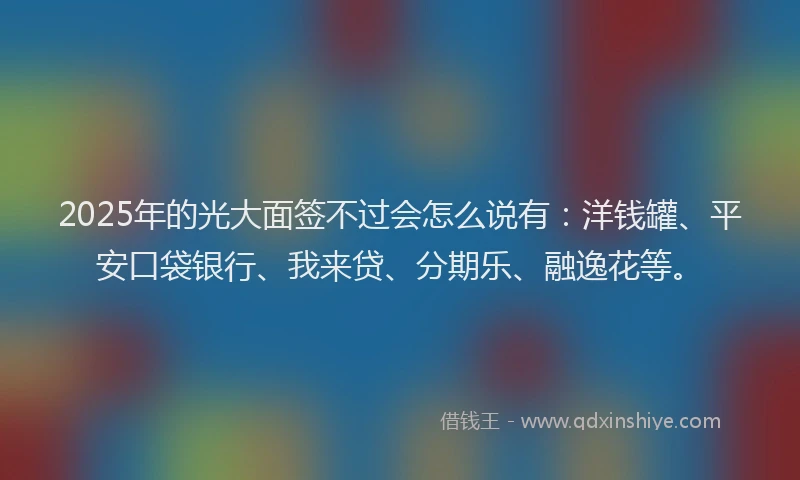 2025年的光大面签不过会怎么说有：洋钱罐、平安口袋银行、我来贷、分期乐、融逸花等。