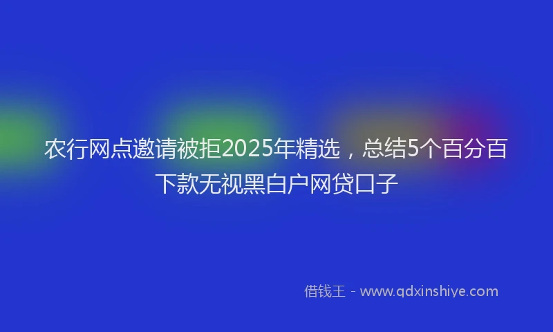 农行网点邀请被拒2025年精选，总结5个百分百下款无视黑白户网贷口子