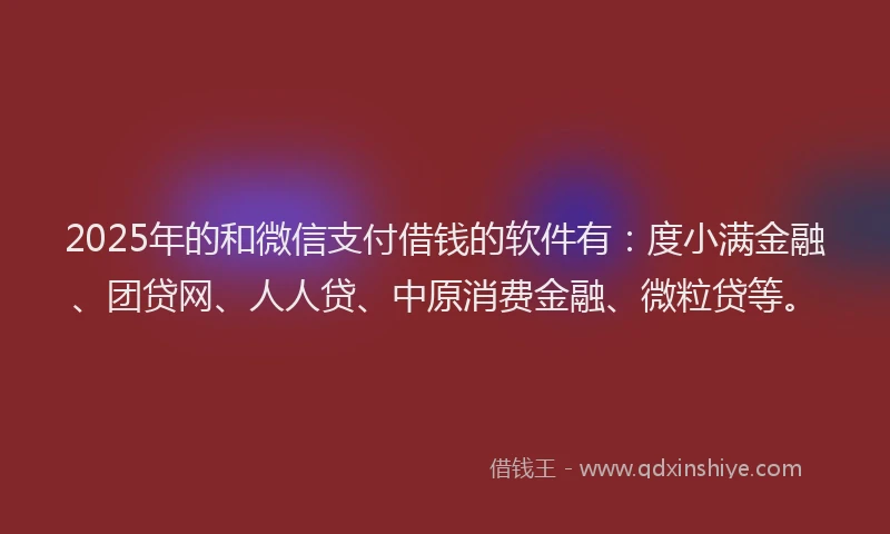 2025年的和微信支付借钱的软件有：度小满金融、团贷网、人人贷、中原消费金融、微粒贷等。