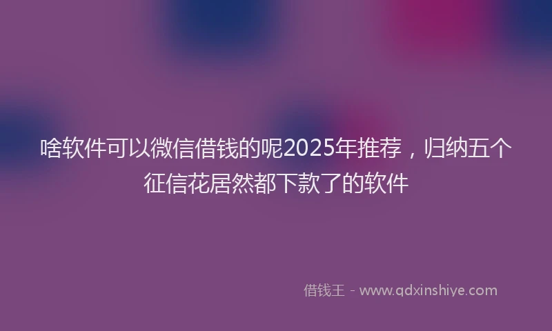 啥软件可以微信借钱的呢2025年推荐，归纳五个征信花居然都下款了的软件