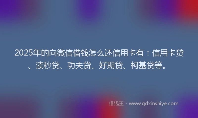 2025年的向微信借钱怎么还信用卡有：信用卡贷、读秒贷、功夫贷、好期贷、柯基贷等。