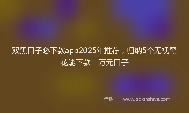 双黑口子必下款app2025年推荐，归纳5个无视黑花能下款一万元口子