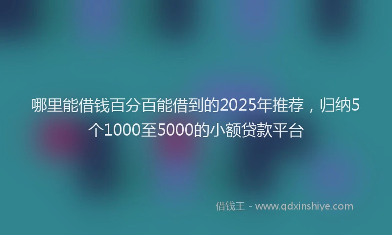 哪里能借钱百分百能借到的2025年推荐，归纳5个1000至5000的小额贷款平台
