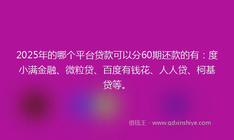 2025年的哪个平台贷款可以分60期还款的有：度小满金融、微粒贷、百度有钱花、人人贷、柯基贷等。