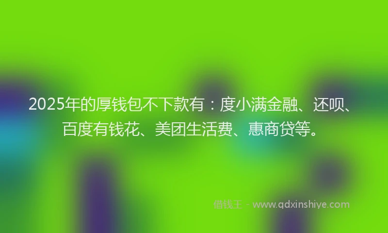 2025年的厚钱包不下款有：度小满金融、还呗、百度有钱花、美团生活费、惠商贷等。