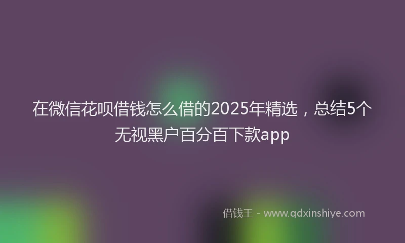 在微信花呗借钱怎么借的2025年精选，总结5个无视黑户百分百下款app