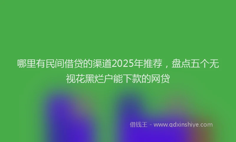 哪里有民间借贷的渠道2025年推荐，盘点五个无视花黑烂户能下款的网贷