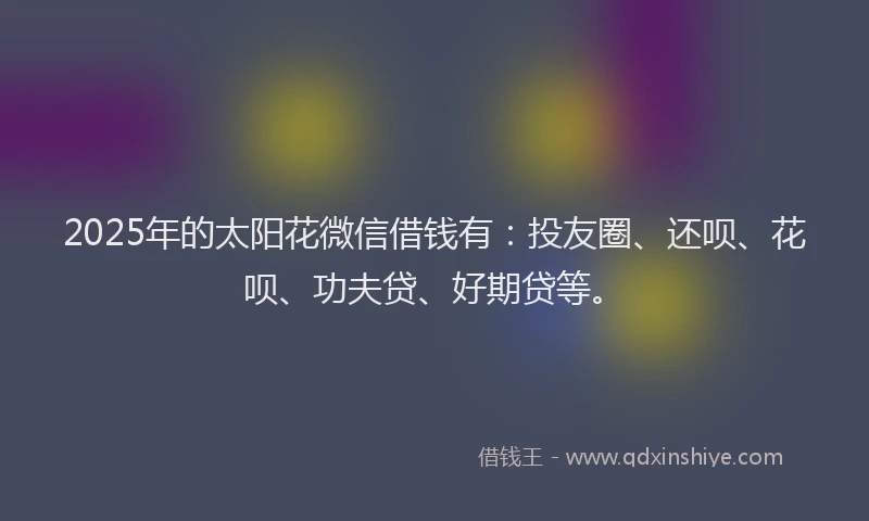 2025年的太阳花微信借钱有：投友圈、还呗、花呗、功夫贷、好期贷等。
