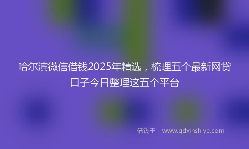 哈尔滨微信借钱2025年精选，梳理五个最新网贷口子今日整理这五个平台