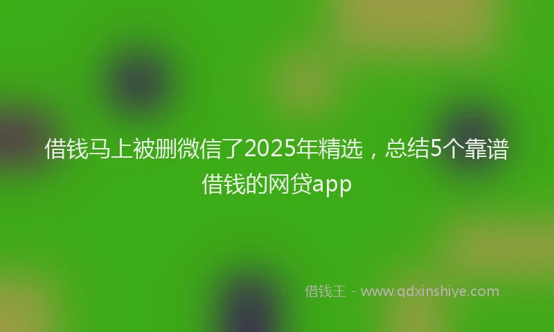 借钱马上被删微信了2025年精选，总结5个靠谱借钱的网贷app
