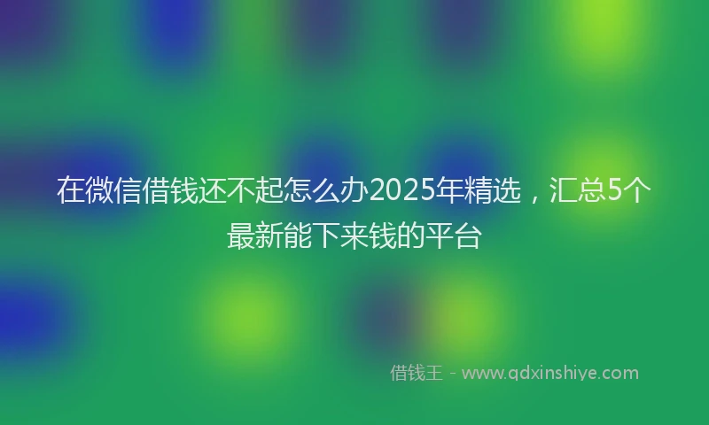在微信借钱还不起怎么办2025年精选，汇总5个最新能下来钱的平台