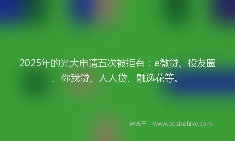2025年的光大申请五次被拒有：e微贷、投友圈、你我贷、人人贷、融逸花等。