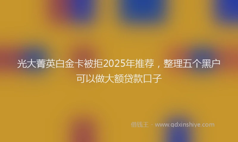 光大菁英白金卡被拒2025年推荐，整理五个黑户可以做大额贷款口子