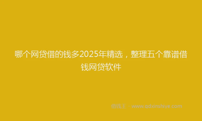 哪个网贷借的钱多2025年精选，整理五个靠谱借钱网贷软件