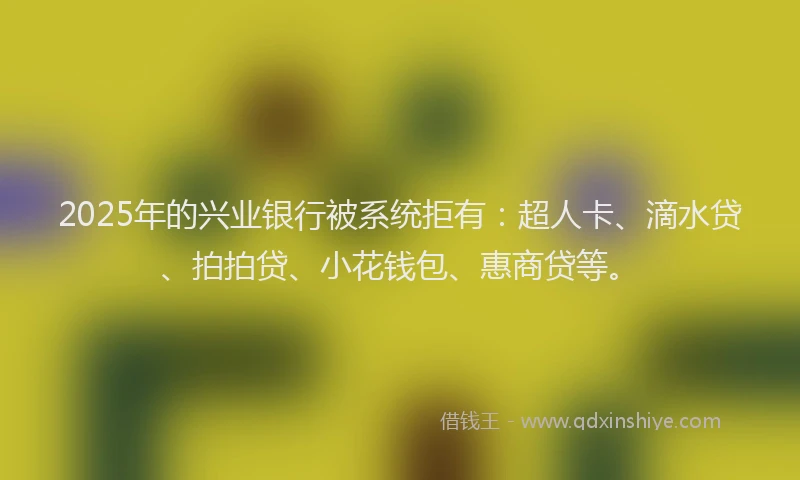 2025年的兴业银行被系统拒有：超人卡、滴水贷、拍拍贷、小花钱包、惠商贷等。