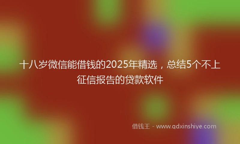 十八岁微信能借钱的2025年精选，总结5个不上征信报告的贷款软件