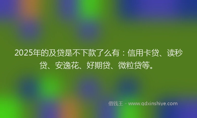 2025年的及贷是不下款了么有：信用卡贷、读秒贷、安逸花、好期贷、微粒贷等。