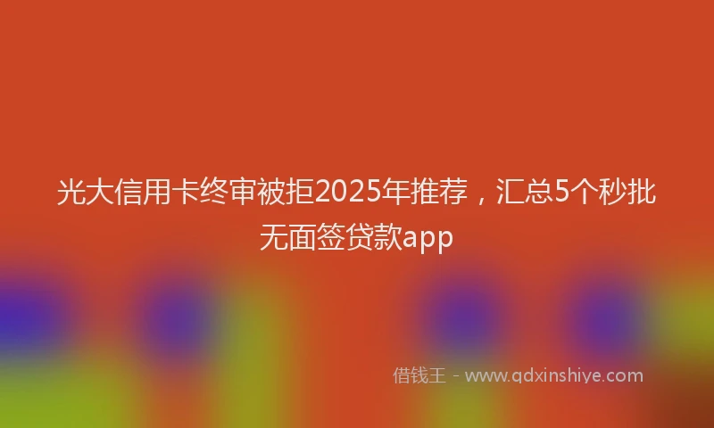 光大信用卡终审被拒2025年推荐，汇总5个秒批无面签贷款app