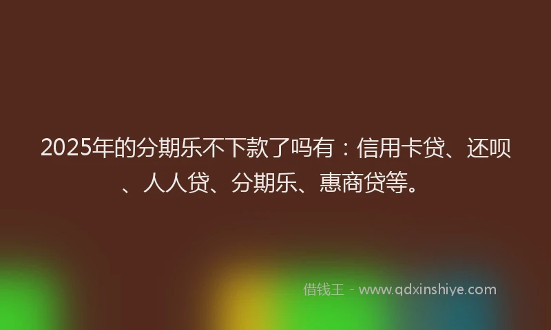 2025年的分期乐不下款了吗有：信用卡贷、还呗、人人贷、分期乐、惠商贷等。