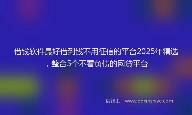 借钱软件最好借到钱不用征信的平台2025年精选，整合5个不看负债的网贷平台