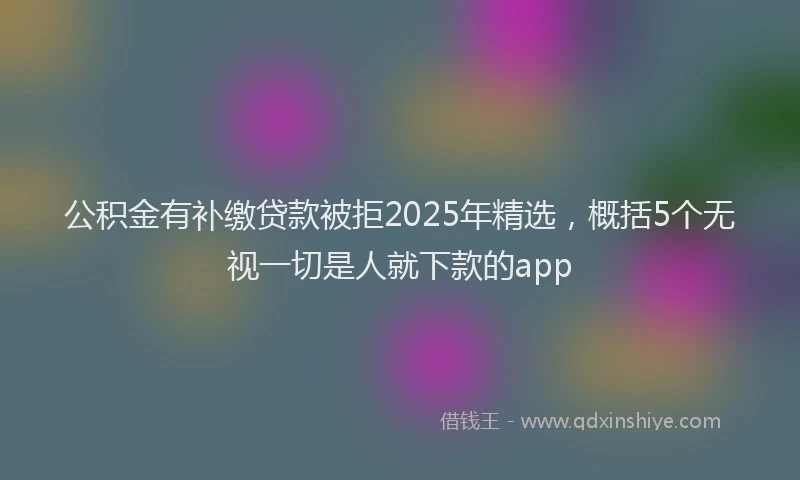 公积金有补缴贷款被拒2025年精选，概括5个无视一切是人就下款的app