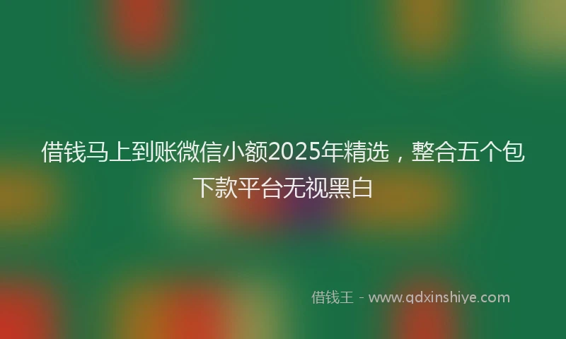 借钱马上到账微信小额2025年精选，整合五个包下款平台无视黑白