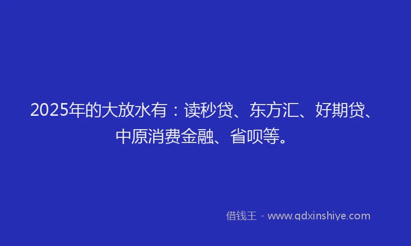 2025年的大放水有：读秒贷、东方汇、好期贷、中原消费金融、省呗等。