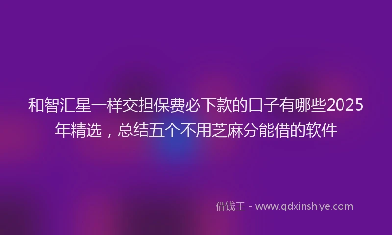 和智汇星一样交担保费必下款的口子有哪些2025年精选，总结五个不用芝麻分能借的软件