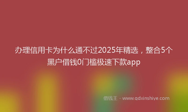 办理信用卡为什么通不过2025年精选，整合5个黑户借钱0门槛极速下款app