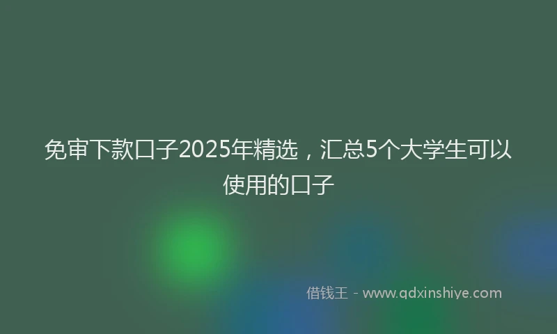 免审下款口子2025年精选，汇总5个大学生可以使用的口子